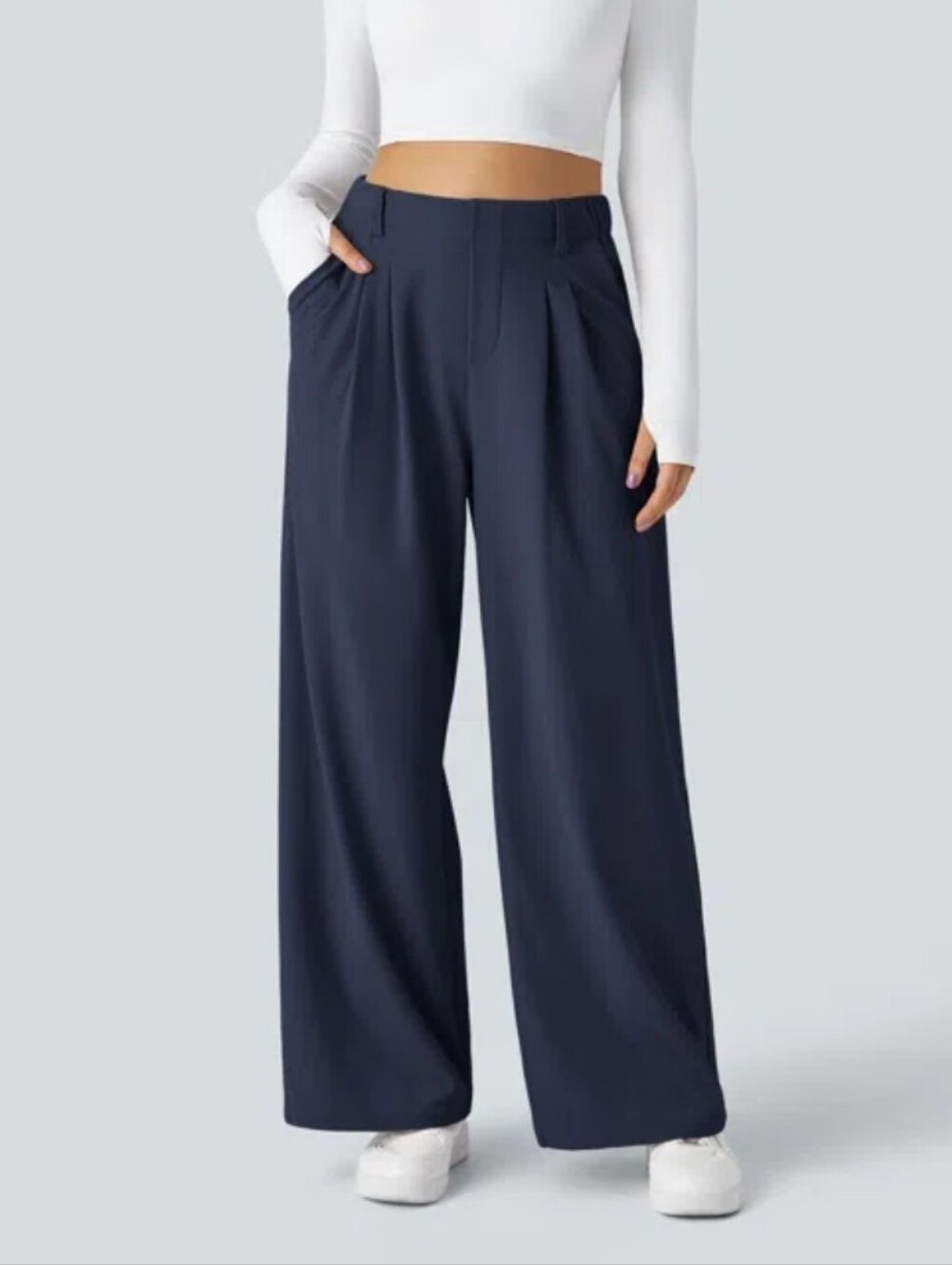 Halara Flex™ High Waisted Pocket Wide Leg Waffle Work Pants Large